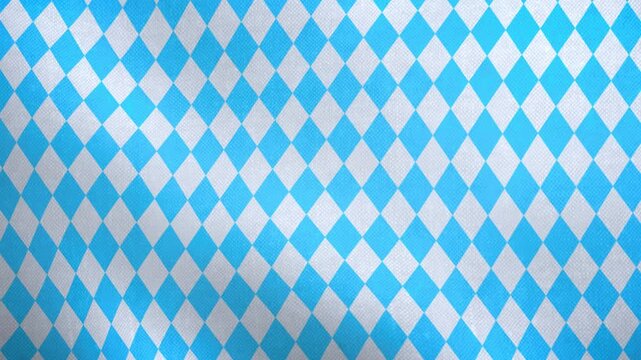 Video animation of a Bavarian flag with diamond pattern in white and blue - seamless loop.