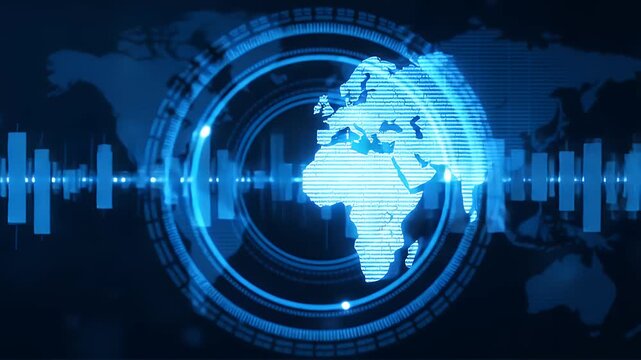 Digital world map overlaying data visualizations - Powered by Adobe