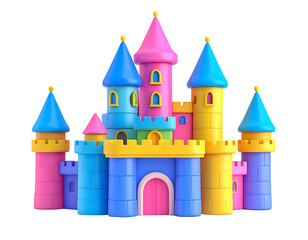 Colorful 3D Cartoon Castle Illustration
