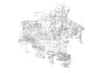 Vector highway map of Hillsboro with detailed road network
