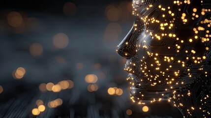 Captivating AI concept with illuminated neural pathways and glowing data points, symbolizing futuristic intelligence and digital transformation