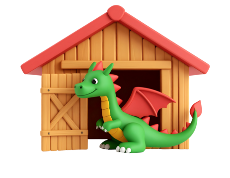 Cute Green Dragon 3D Illustration - Powered by Adobe