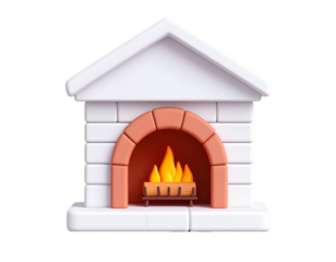 Cozy 3D Fireplace Illustration