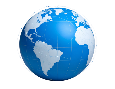 3D Digital Blue Globe with Illuminated Network Connection Lines