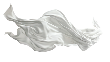 A white, flowing cloth against a transparent background