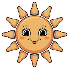 happy smiling sunshine cartoon vector art isolated white