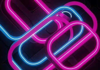 Abstract neon shapes in vibrant pink and blue creating a futuristic ambiance