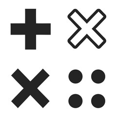 Obraz premium Black mathematical symbols and dots plus sign cross