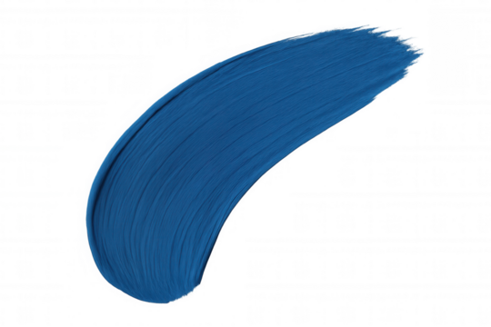 Blue paint brush sweeping across transparent backdrop, creating vibrant dynamic stroke for graphic design element