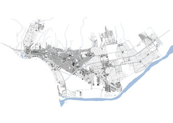 Vector city map of Ventura with highways, waterways and buildings
