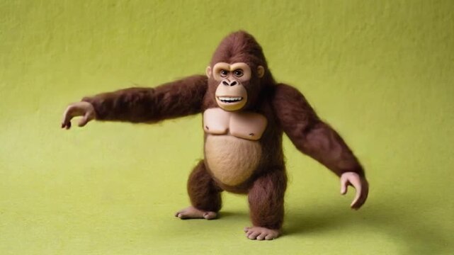 Funny gorilla puppet dancing for kids animation or children's educational video
