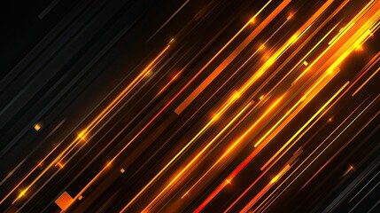 Dynamic abstract background with glowing orange and yellow diagonal lines creating a sense of speed and energy, perfect for tech or futuristic themes