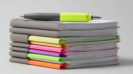 Fototapeta premium colored markers and books on white background