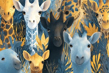 DOÇURA DA NATUREZA: RETRATOS DE GIRAFAS ESTILIZADAS