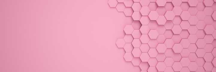3d rendering of hexagons in pink - abstract background - wallpaper - backdrop.