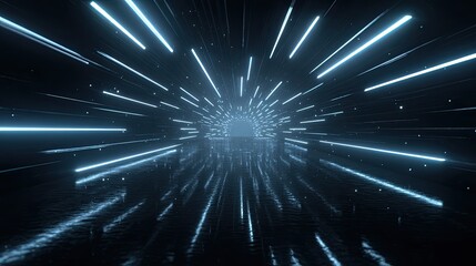 Fototapeta premium Dynamic abstract tunnel of light with futuristic energy beams, perfect for technology, sci-fi, and innovative projects, captivating modern design