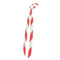 Obraz premium Red and white striped scout neckerchief isolated on white background, traditional Indonesian Pramuka uniform accessory, front view with knot, 3D rendering illustration.