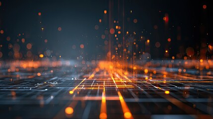 Dynamic digital network with glowing data streams and abstract connections, perfect for tech, AI, and futuristic design concepts