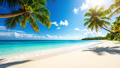 南国ビーチと椰子の木の風景