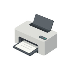Isometric vector illustration of a modern office printer.