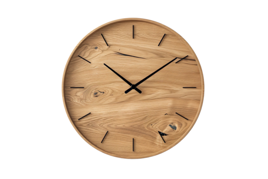 Minimalist Wooden Wall Clock with Black Hands