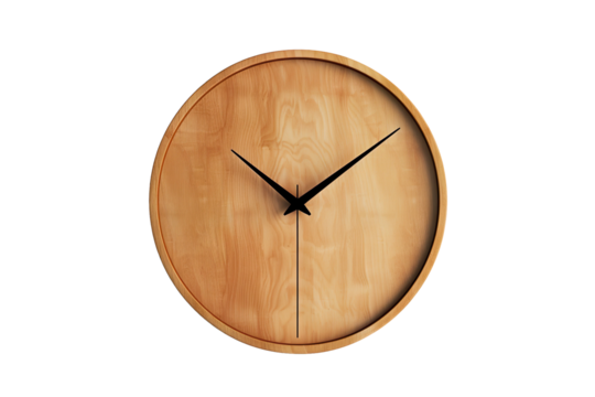 Minimalist Wooden Wall Clock with Black Hands