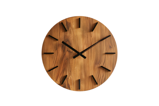 Minimalist Wooden Wall Clock with Black Hands