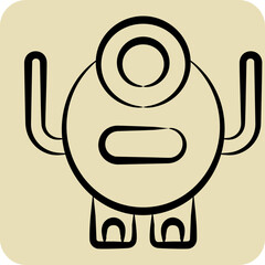 Icon Monster. related to Halloween symbol. hand drawn style. design editable