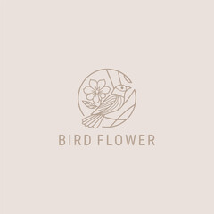 Fototapeta premium Bird flower logo with vibrant, delicate style for natural and elegant branding.