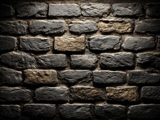 Fototapeta premium Dark gray and tan stone brick wall