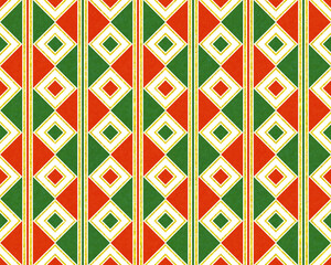 シームレスなクリスマスカラーの釘抜きつなぎ文様背景