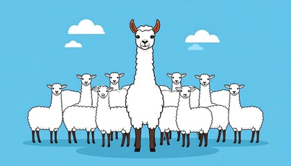 Llama herd, cartoon style