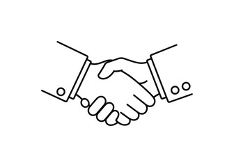 Outline illustration of a handshake between two business people, symbolizing agreement. Deal concept vector design.