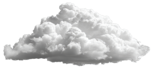 A single realistic white cumulus cloud isolated on a clear background, a natural element representing weather, atmosphere, and dreams.