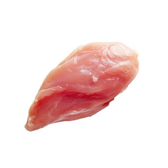 Chicken fillet raw, on white background, top view.