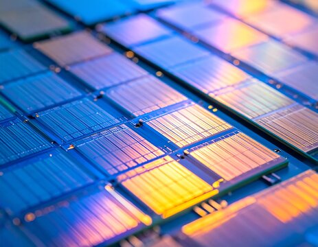 Close-up of many circuit boards
