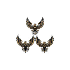 Fototapeta premium Flying Eagle Emblem Set – Powerful Bird of Prey Vector for Logo and Design