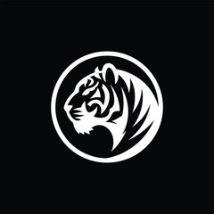 Minimalist Tiger Head Logo in Circle – Modern Wildlife Brand Identity Design