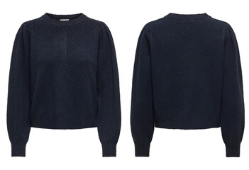 Fototapeta premium Stylish warm female sweater on white background. womens winter dress and knitted dress