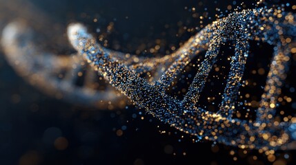 DNA helix in Focus: A close-up view of a DNA helix model with intricate detail, symbolizing the building blocks of life and scientific innovation.