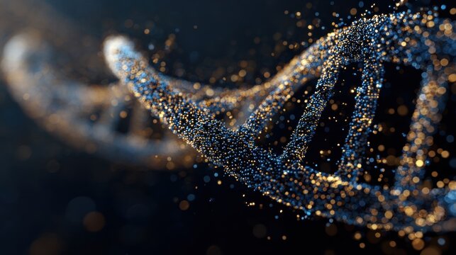 DNA helix in Focus: A close-up view of a DNA helix model with intricate detail, symbolizing the building blocks of life and scientific innovation.