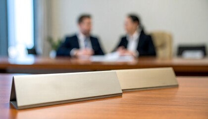 Business meeting nameplates professional setting