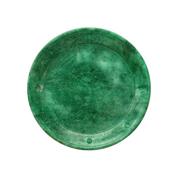 Antique Green Jade Plate, Circular Carved Dish, Asian Art, Cultural Heritage