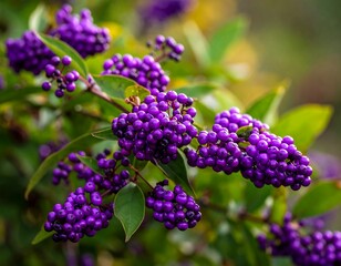 Close-up of vibrant purple berries on a bush
