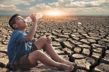 Severe drought and lack of drinking water forcing people to endure scorching heat, dry land, and starvation while desperately.