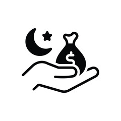 Black solid icon for zakat