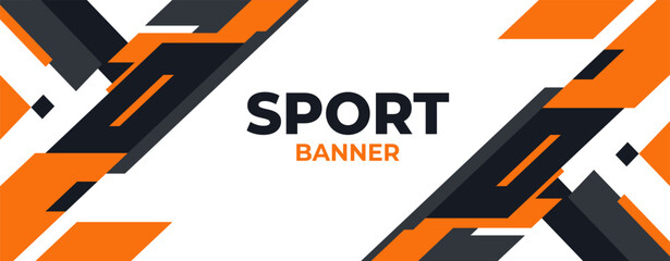 Modern Vector Futuristic Geometric Sport Banner in Orange, Black, and White for Backgrounds, Posters, Certificates, and Sports Event Template