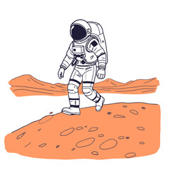 Hand-Drawn Astronaut on Space, astronaut, space