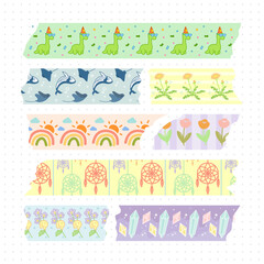 a set of decorative tape design element for journal book stationery