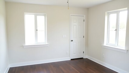 Empty room interior design with white walls and wood floor decor